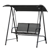 Outdoor Swing Chair Garden Bench Furniture Canopy 2 Seater Black