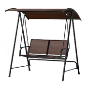Elegant Canopy Swing Chair: 2-Seater Patio Bliss in Brown