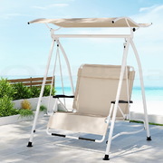 Cozy Canopy Retreat: 2-Seater Outdoor Swing Chair in Beige