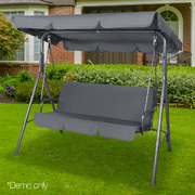 Outdoor Swing Chair Garden Chair Bench Furniture Canopy 3 Seater Grey