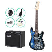 ALPHA Electric Guitar Black and Blue with Carry Bag