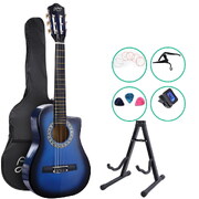 34 Inch Classical Guitar Wooden Body Nylon String w/ Stand Beignner Blue