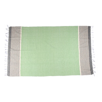 Turkish Towel Block Stripe 100 x 170cm Grey Green