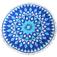 Round Beach Towel 150cm Printed Green and Blue