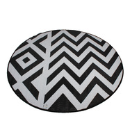 Round Outdoor Reversible Mat Weatherproof Multi Geometric Design 200cm Diameter