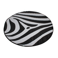 Round Outdoor Reversible Mat Weatherproof Zebra Design 200cm Diameter