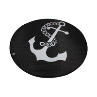 Round Outdoor Reversible Mat Weatherproof Anchor Design 200cm Diameter