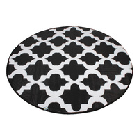 Round Outdoor Reversible Mat Weatherproof Quartrefoil Design 200cm Diameter