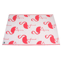 Rectangular Outdoor Reversible Mat Weatherproof Pink Flamingo Design 120 x 180cm