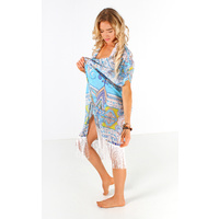 Blue Patterned Beach Dress One Size Fits Most