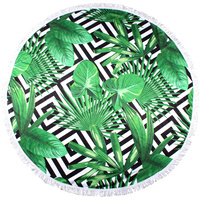 Round Beach Towels 150cm Microfibre Palm