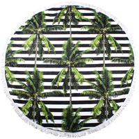 Round Beach Towels 150cm Microfibre Palm Tree