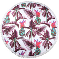 Round Beach Towels 150cm Microfibre Pineapple Palm