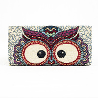 Owl Wallet Purse with Blue Background