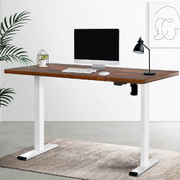 White Brown Motorized Sit-Stand Desk
