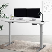 Electric Motorised Height Adjustable Standing Desk - Grey Frame with 160cm White Top