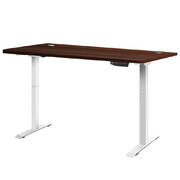 Electric Motorised Height Adjustable Standing Desk - White Frame with 160cm Walnut Top