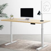 White Oak Electric Standing Desk with Height Adjustment