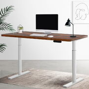 Electric Standing Desk Sit-Stand Desk in White & Brown (140cm)