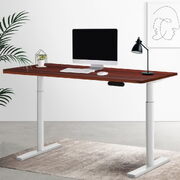 Electric Standing Desk Sit-Stand Desk in White & Walnut (140cm)