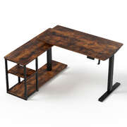 Electric Standing Desk Adjustable Motorised 120Cm L Shaped Rustic