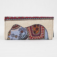 Light Blue Elephant Wallet Purse Horizontal Design