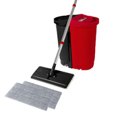 Flat Mop Bucket Floor Cleaner Set Stainless Steel Wet Dry Microfiber Mop Heads