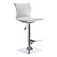 Set of 2 White Moda Bar Stools with Gas Lift 