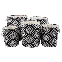 Printed Fabric Baskets Set of 5 Moroccan Black