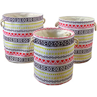 Printed Fabric Baskets Set of 3 Aztec Red