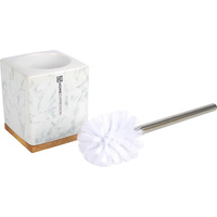 Lovnas Ceramic Toilet Brush Holder W/Bamboo 10.5X10.5X13