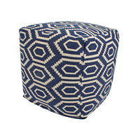 Blue Woven Tiles Pouf 40 x 40 x 40cm 