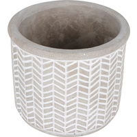 Concrete Pot 11X11X10Cm Round Chevron Design