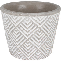 Concrete Pot 12.5X12.5X10Cm Round Tapered Diamond Stripe