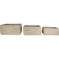 Set of 3 Kans Grass Baskets Rectangle 45 x 35 x 24cm
