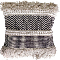Ziggy Shag Cotton Cushion With Fringe 45x45cm