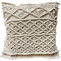 Boho Macrame Square Filled Cotton Cushion 45x45cm