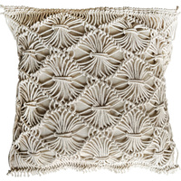 Lulu Macrame Square Filled Cotton Cushion With Fringe 45x45cm