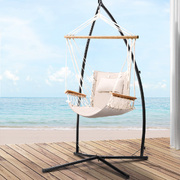 Outdoor Hammock Chair With Steel Stand Hanging Hammock Beach Cream