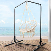 Outdoor Hammock Chair With Stand Cotton Swing Relax Hanging 124Cm Cream