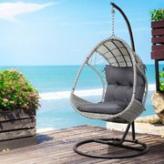 Light Grey Wicker Egg Swing Chair: Outdoor Comfort