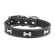 Black Bones Dog Collar Size Large Black