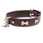 Brown Bones Dog Collar Size Medium Color Brown 