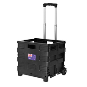 Foldable Shopping Cart Trolley Pack & Roll Folding Grocery Basket Crate Portable Black & Red