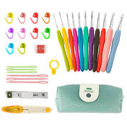 30 Pcs Crochet Hooks Kit Yarn Knitting Needles Sewing Tools Grip Set With Bag