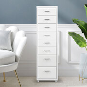 Sleek White Office Cabinet with 8 Drawers for Organized Storage