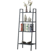 4 Tier Ladder Shelf Book Storage Display Black
