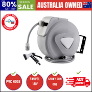 Water Hose Reel 30M Retractable Garden Auto Rewind Spray Gun