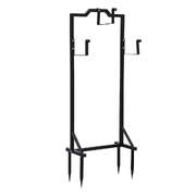 Garden Hose Holder Metal Portable Freestanding Stand With 4 Spikes Black