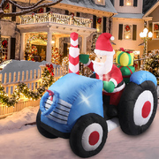  Inflatable Christmas Decor Tractor Santa 1.4M LED Lights Xmas Party